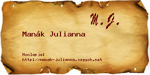 Manák Julianna névjegykártya